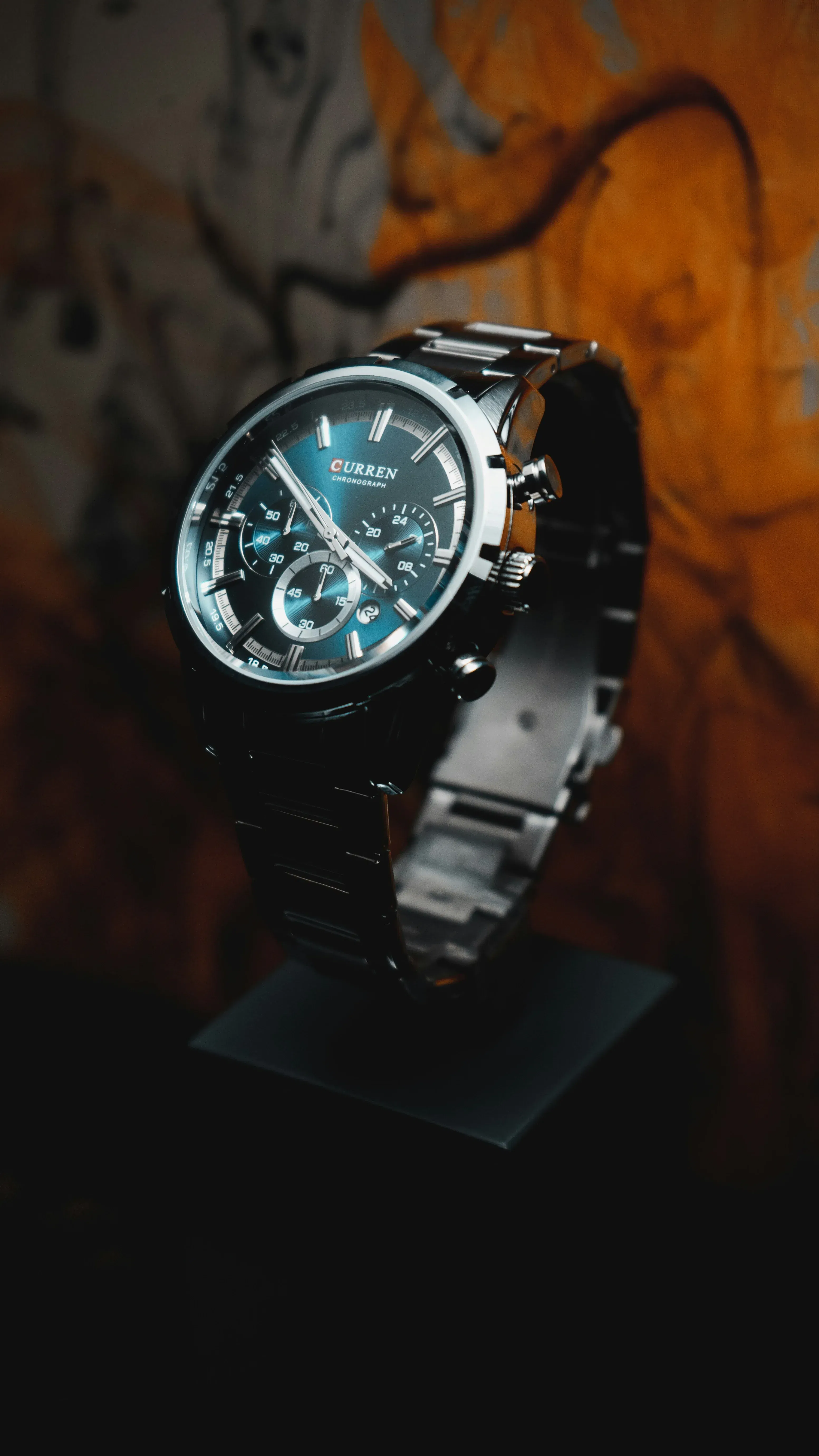 CURREN 8355 Silver Stainless Steel Chronograph, Rohan's Time world